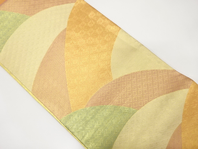 佐賀錦　地紙に古典柄模様織り出し全通袋帯